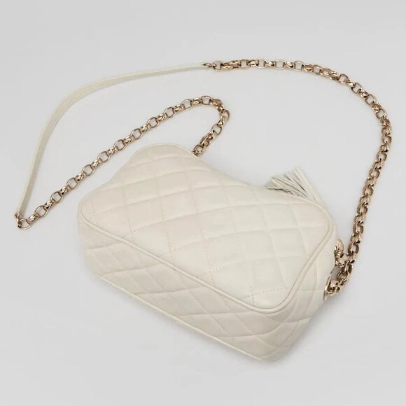 Chanel White Quilted Lambskin Leather Tassel Camera Shoulder Bag - Picture 9 of 11